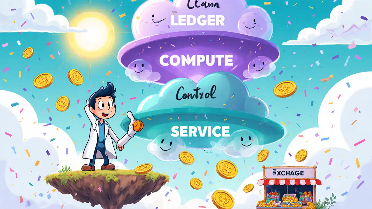 Character claims ATA tokens while cartoon planes and bridges illustrate the network.