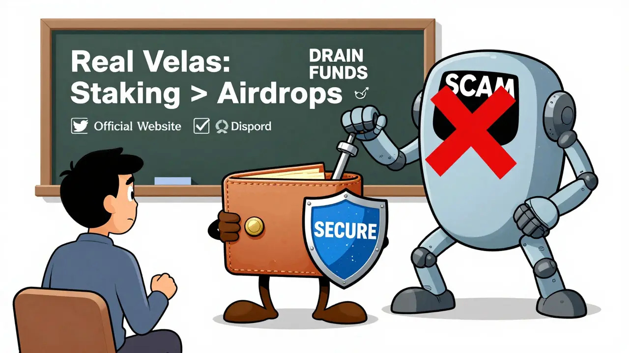 A secure wallet blocks a scam robot draining crypto from a user.