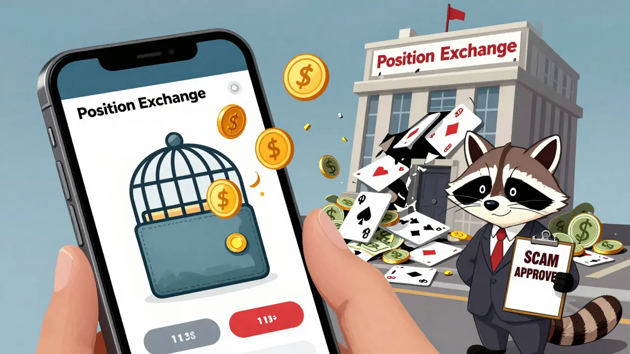 A smartphone screen showing a fake wallet connection as crypto coins fly out, while a fake company building collapses.