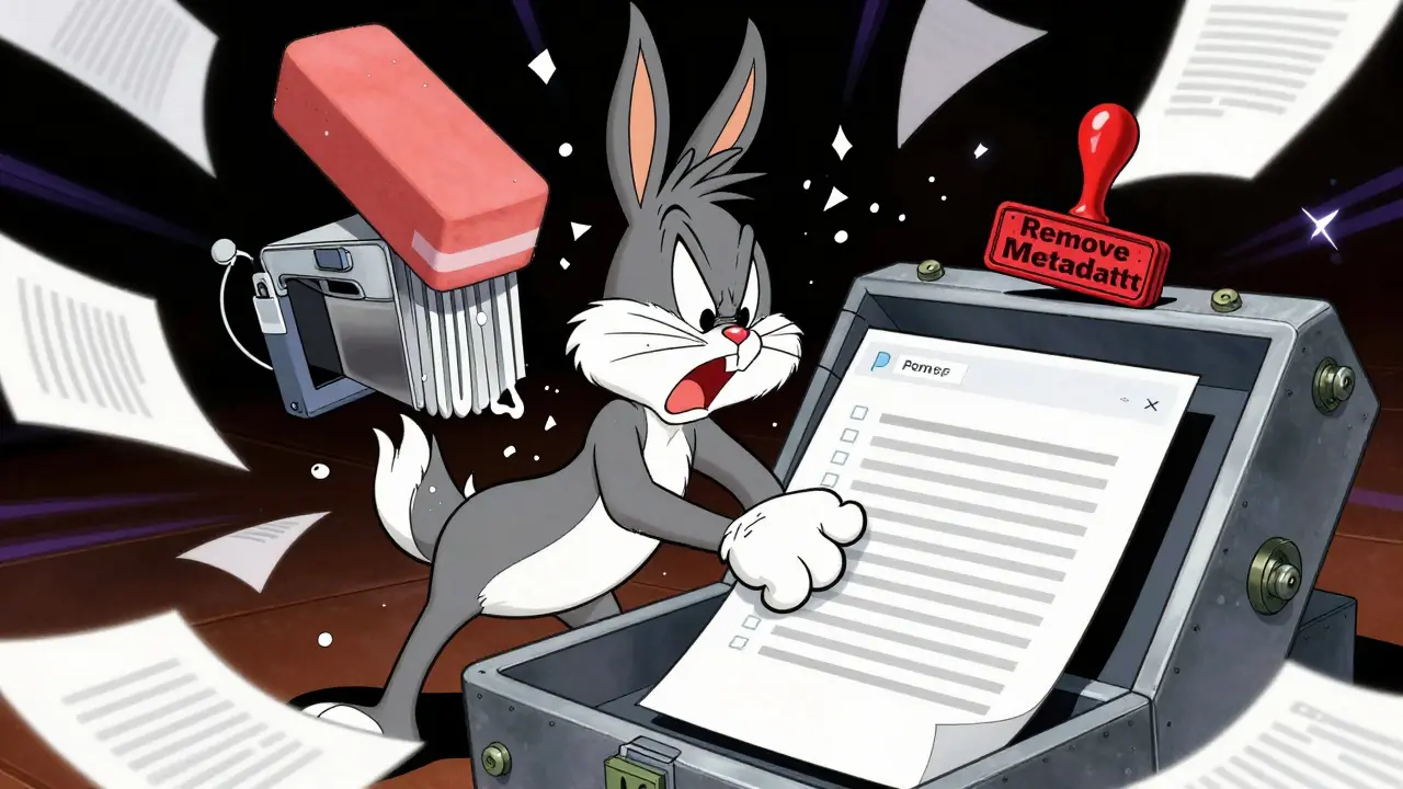 Character struggles to sanitize PDF file with comical tools and stress