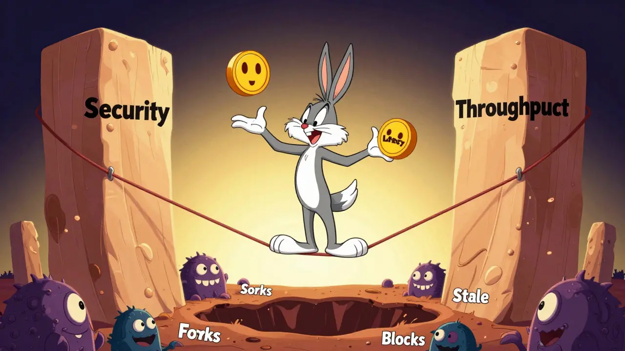 Character balancing security, latency, and throughput on a tightrope
