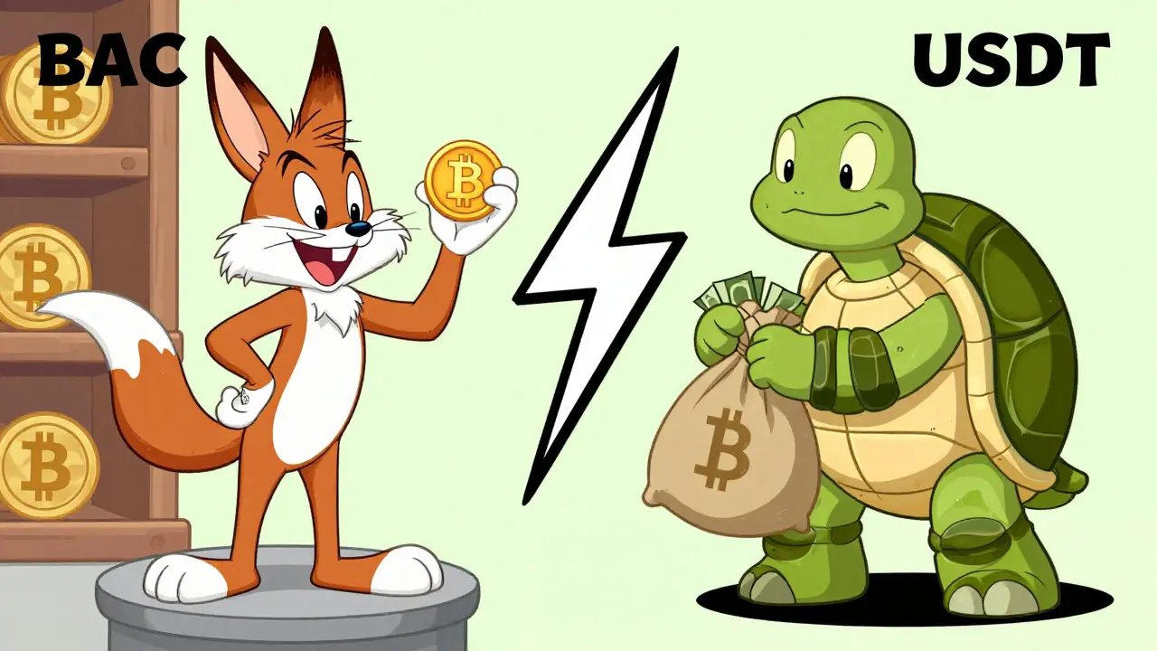Fox and turtle illustrating base and quote crypto currencies