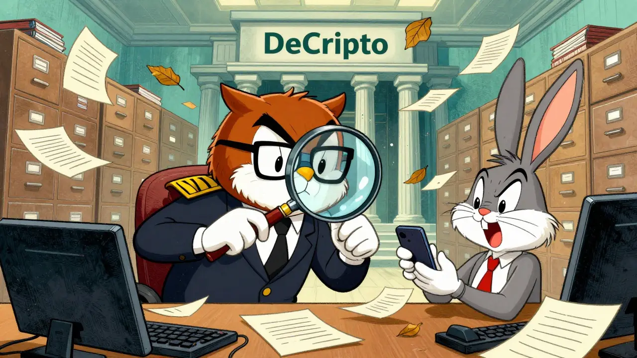 Regulator scrutinizing user transactions with a magnifying glass