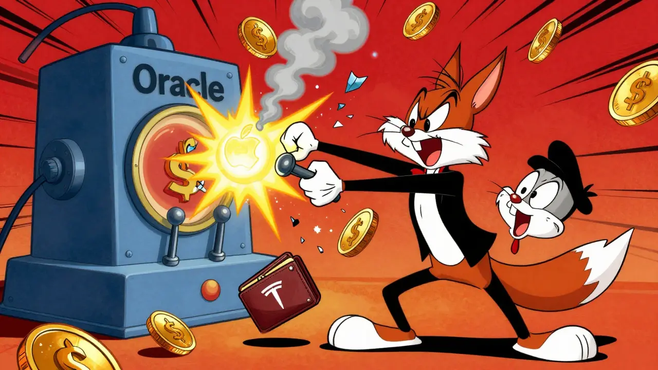 Animated villain exploiting oracle system causing synthetic assets to crash