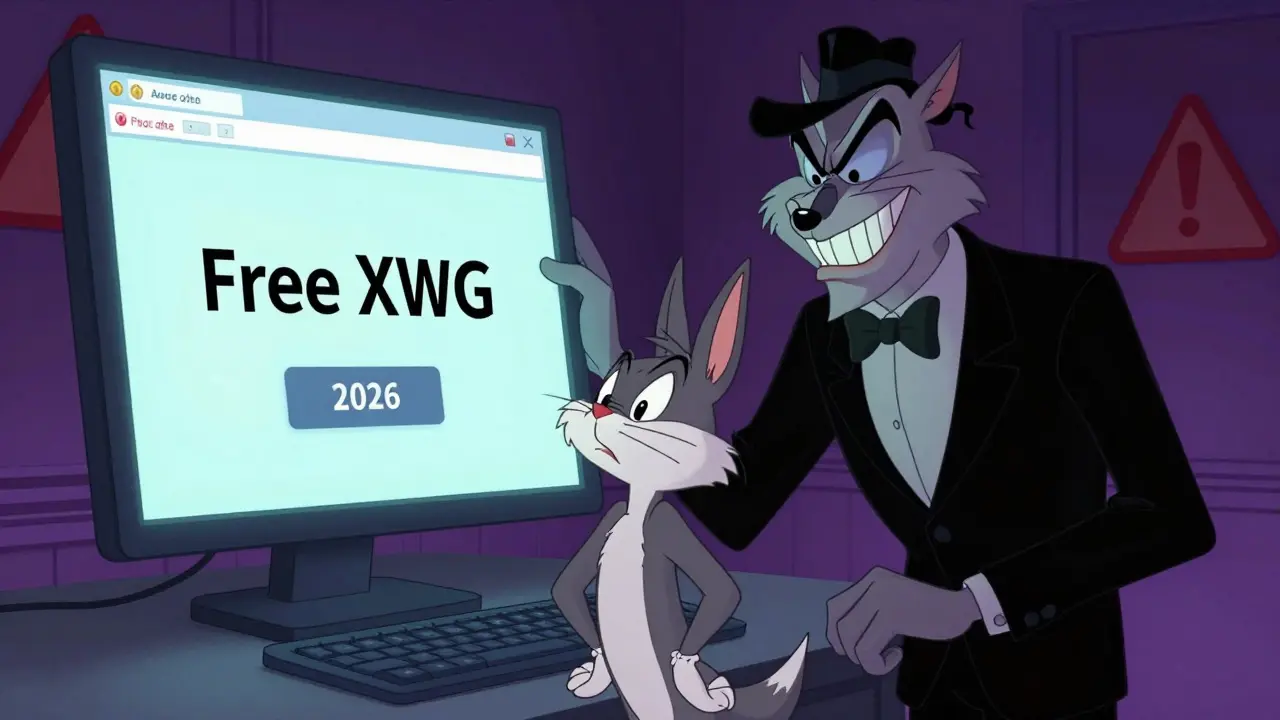 Cartoon character falling for a crypto scam site in classic animation style