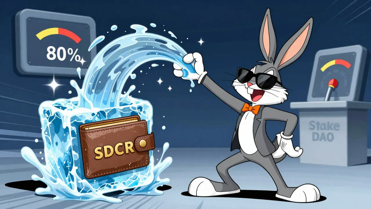 Cartoon rabbit turning frozen token into liquid flexible asset