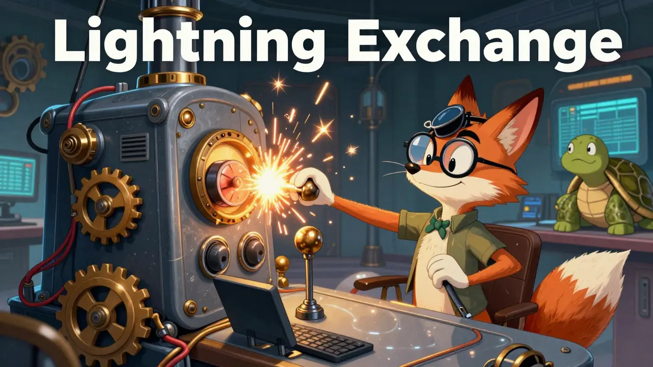 Fox trader operating complex lightning exchange machine
