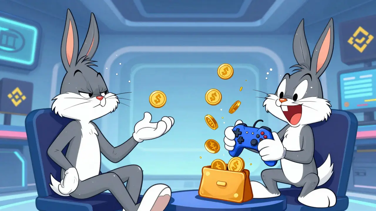 Illustration contrasting idle waiting vs active gaming for rewards