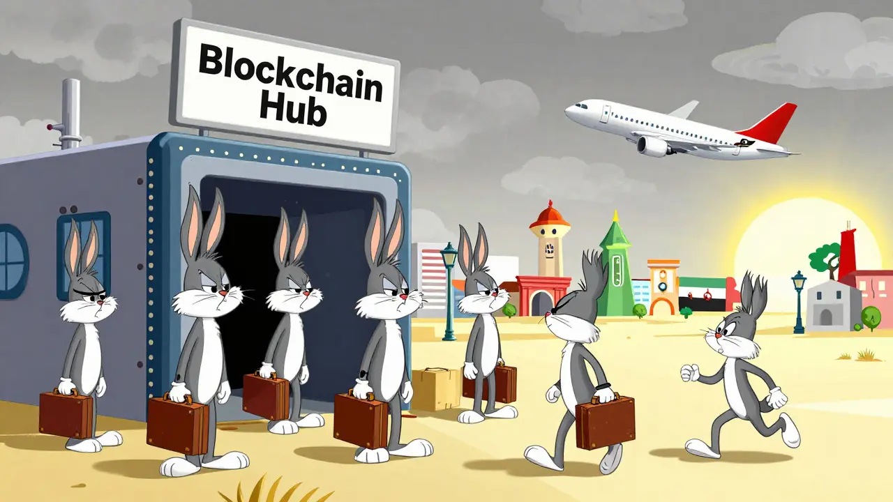 Sad developers packing bags and fleeing Algeria due to strict crypto laws