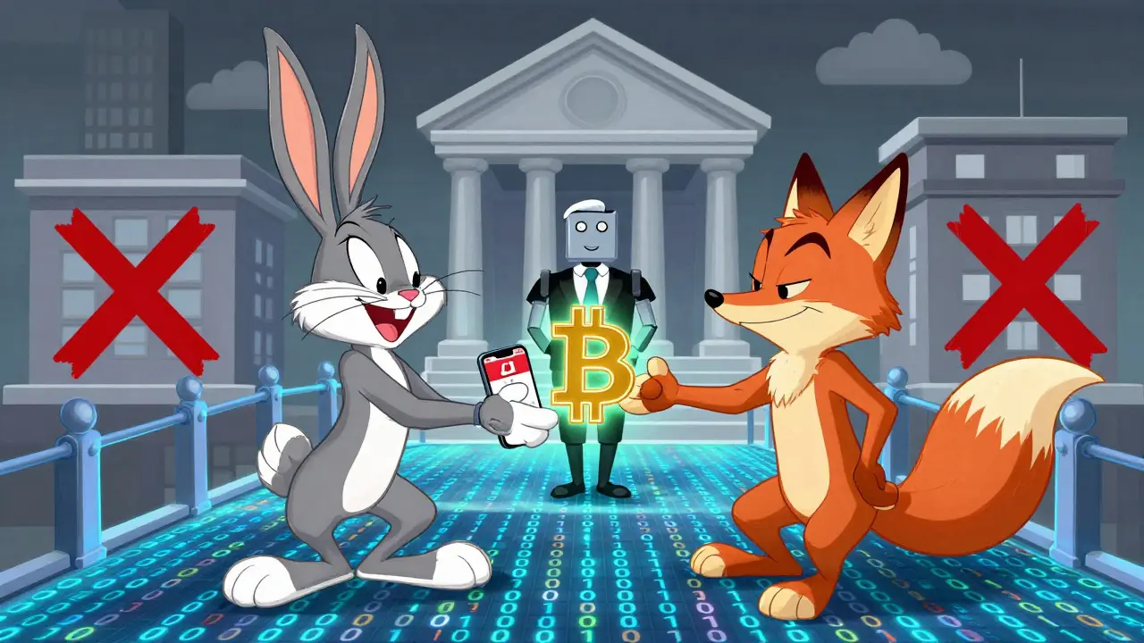 Animals trading crypto via P2P bridge while banks are excluded