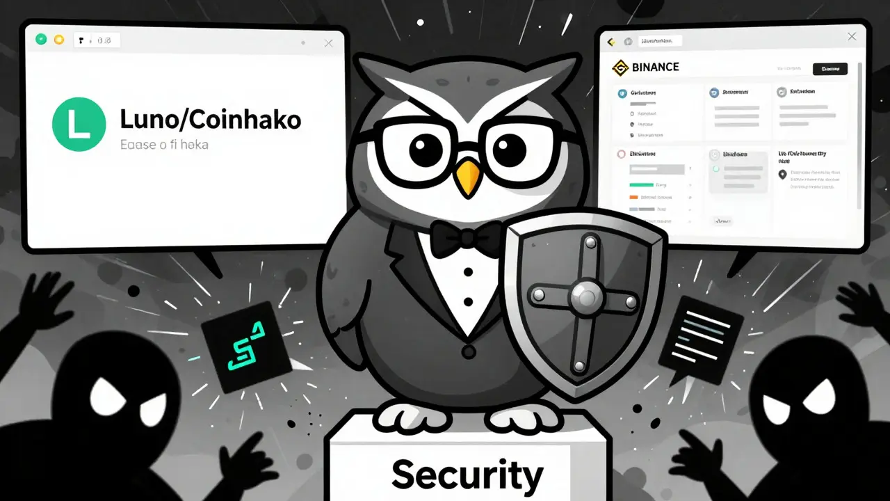 Wise owl protecting hardware wallet from hackers, comparing simple vs complex interfaces