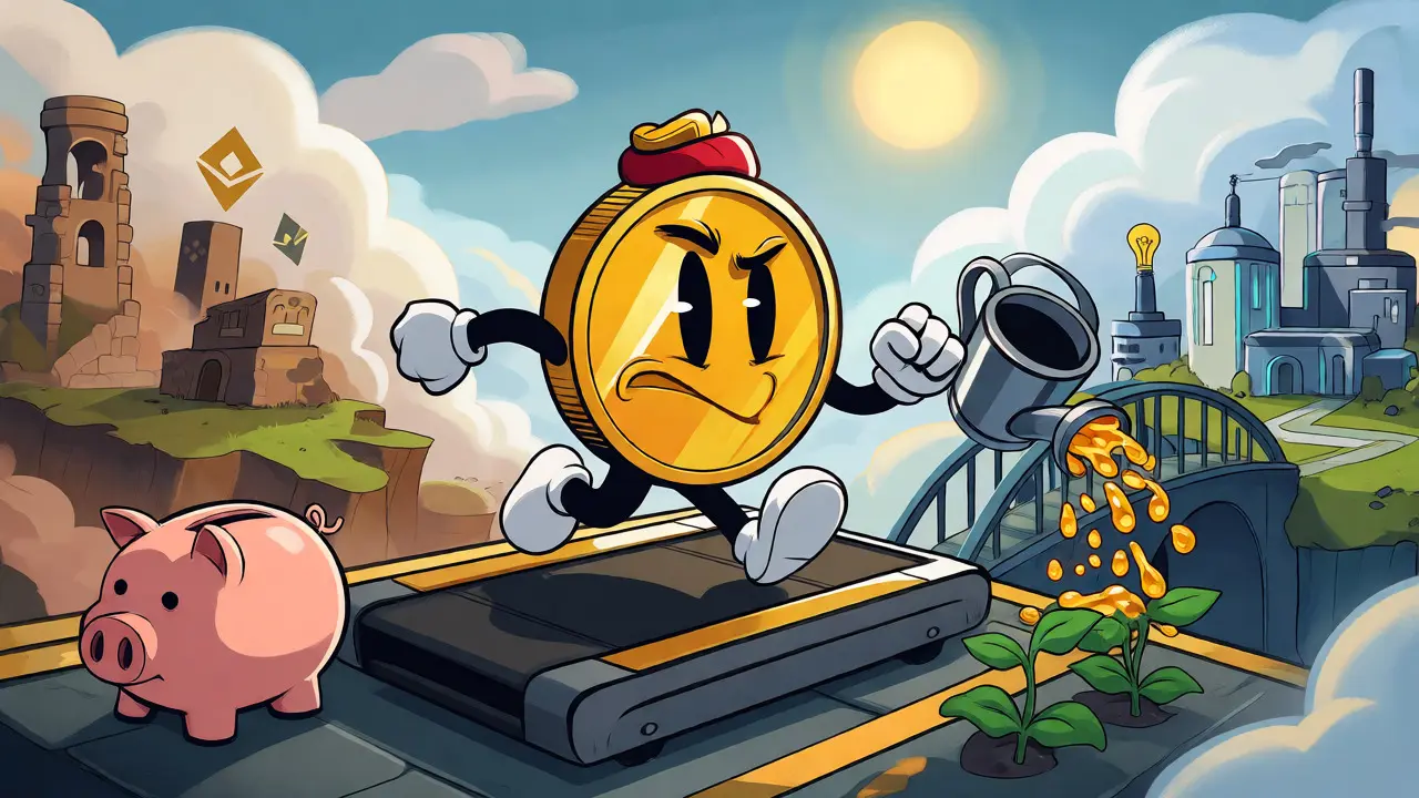 Animated ONI coin powering staking, liquidity, and innovation funds during migration.