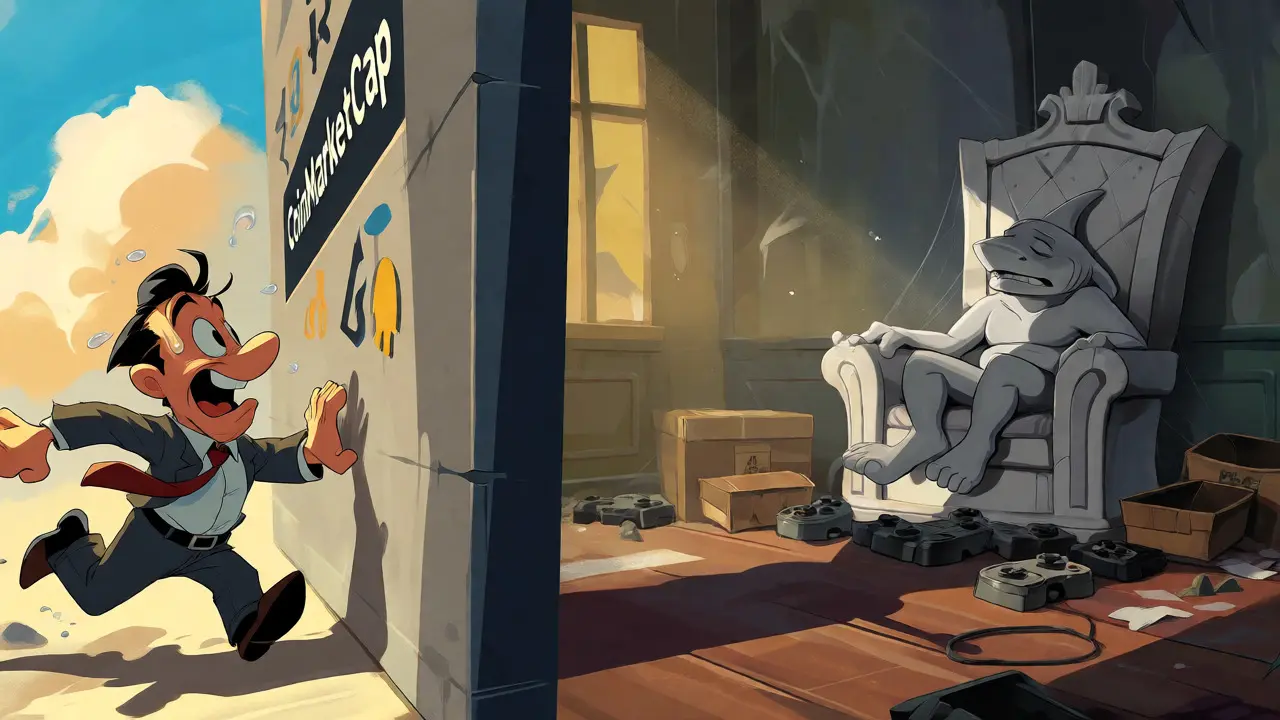 Investor approaching an abandoned shark-themed room