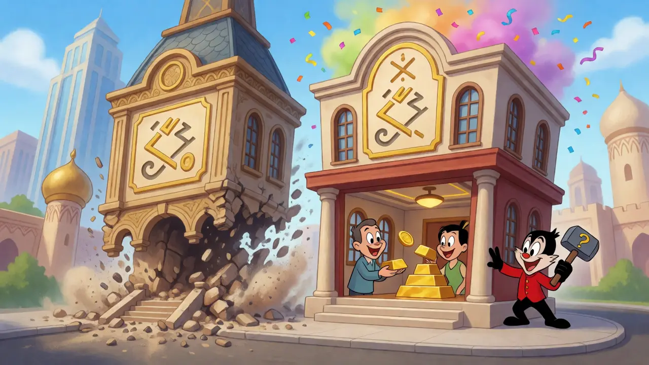 Whimsical depiction of successor exchanges popping up after bans